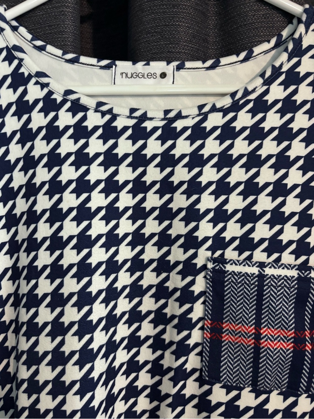 NUGGLES Houndstooth Long-Sleeve Blouse with Sleeve Accents - Picture 3 of 3